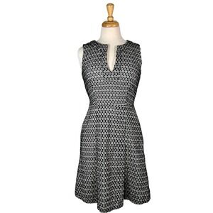 J. Crew Black & White Eyelet Embroidered Fit & Flare Dress, Size 4